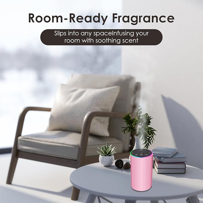 Waterless Essential Oil Diffuser, Battery Powered Mini Scent Air Machine, Aromatherapy Mist Diffuser for Home Room Car Office (Pink) - Bloomnest