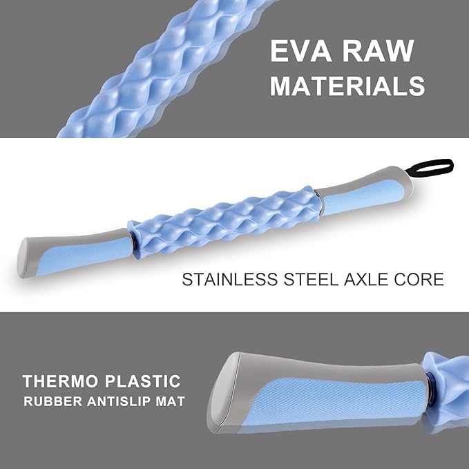 Muscle Roller,EVA Material, Massage Roller Stick for Athletes and Office Workers, Relieves Muscle Tension and Pain(EVA Blue) - Bloomnest