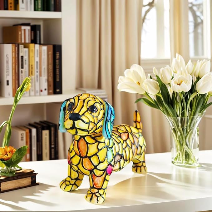 Cute Puppy Lamp, Dog Series Art Night Light, Stained Resin French Bulldog, Corgi, and Dachshund Lamp, Cute Pet Dogs LED Table Lamp with Warm Ambient Glow, Fun Gift for Dog Lovers (Dachshund) - Bloomnest