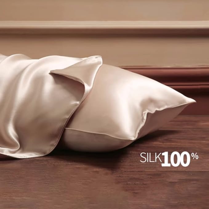 Premium Silk Pillow Cases King with Zipper Made in USA, Oeko-TEX Certified Real Mulberry Silk Pillowcase Beige for Hair and Skin, 22 Momme, Anti Wrinkle Pillow Cover, 1 Pack 20"x36" (King, Beige) - Bloomnest