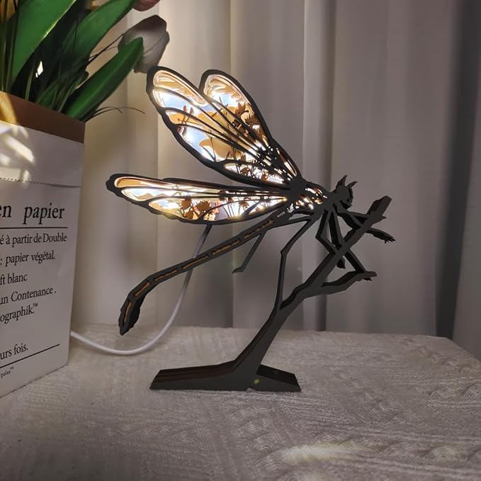 3D Wooden Animal Carving LED Night Light, Wood Carving Light, Modern Home Decoration, Decorative Tables, Cabinets, Living Rooms, Bedrooms, Offices, Farmhouses, Bookshelves, Perfect Holiday Gifts - Bloomnest