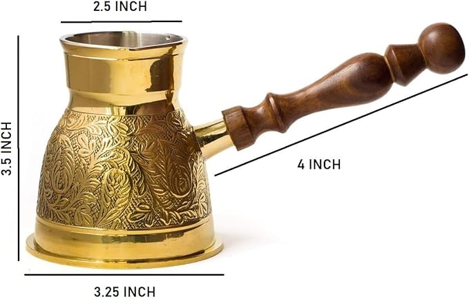 Handcrafted Metal Brass Turkish Kettle for Tea and Coffee | Traditional Ottoman-Style Coffee Pot | Elegant Antique Finish Brass Kettle for Brewing Turkish Coffee, Herbal Teas - Bloomnest