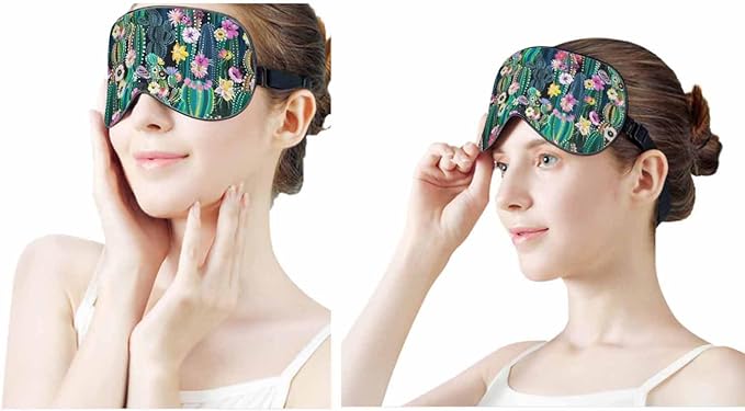 Blooming Cactus Sleep Eye Mask Cacti Succulents Colorful Abstract Cactuses Flowers Florals Men Women Sleep Mask with Adjustable Strap Eye Cover Eye Shade for Travel, Nap,Meditation - Bloomnest