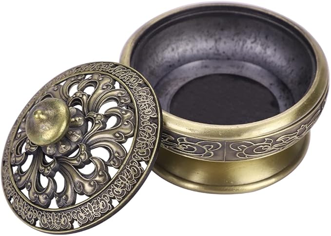 Incense Burner Cone Incense Holder Censer with a Dustproof Lid Exquisite Alloy Decoration for Bedroom Kitchen Teahouse Office - Bloomnest