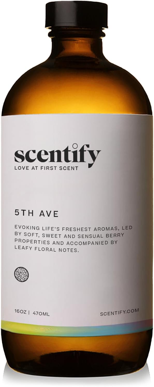 Scentify 5th Ave Aroma Oil Refill Scent for Oil Diffusers - Bergamot, Floral, Gardenia Scents - Luxurious Relaxing Aromatherapy Diffuser Fragrance 470ml, 16 oz - Bloomnest