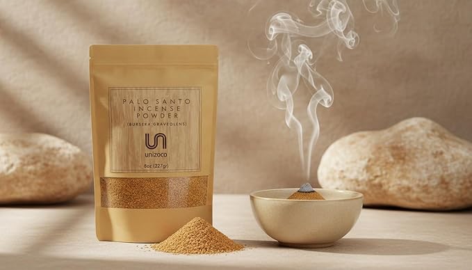 Palo Santo Incense Powder | 8 oz (227g) | 1/2 Pound Bag | Ecuadorian Palo Santo Wood Powder | Premium Loose Incense for Meditation, Energy Cleansing, Smudging, Yoga, Aromatherapy, Spiritual Rituals UNIZOCO