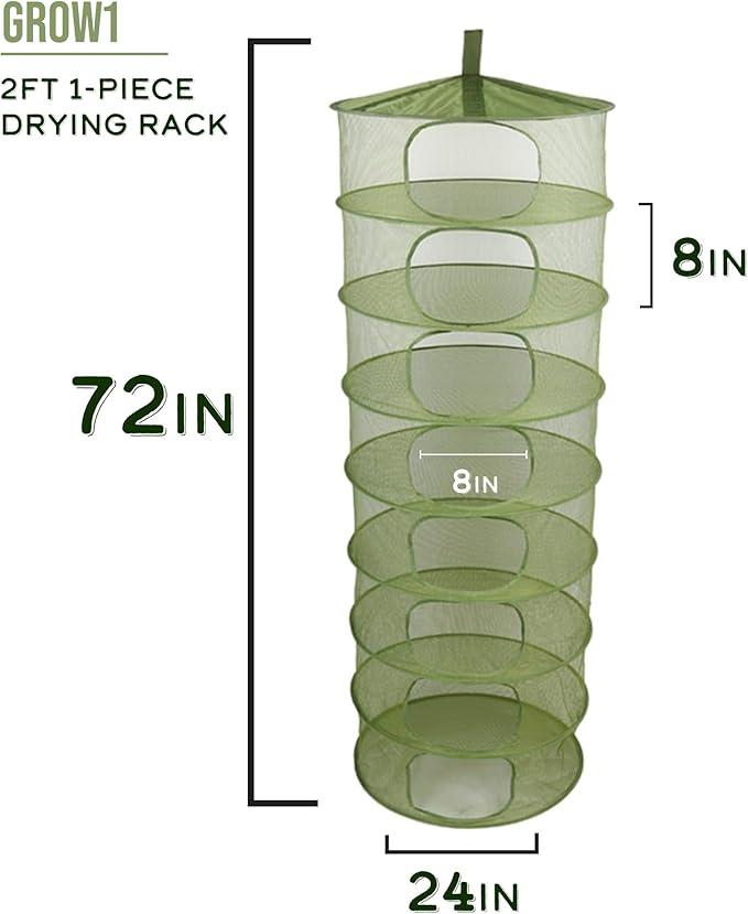 Grow1 2ft Drying Rack 1-Piece Collapsible Mesh Herb and Flower Hanging Dryer with Carrying Case for Even Airflow and Secure Harvest Storage - Bloomnest