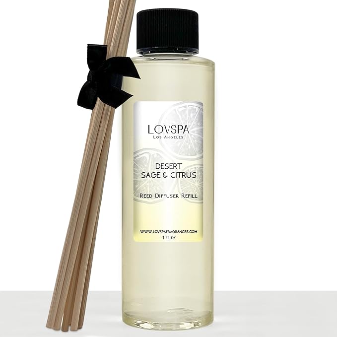 LOVSPA Sage & Citrus Diffuser Oil - Luxury Essential Oils for Diffuser Refill & Air Freshener Room Spray - Long-Lasting & Natural Home Fragrance, Scented Oil for Diffusers, USA Made, 4oz - Bloomnest