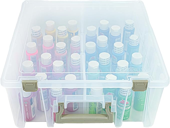ArtBin 6990AB Super Satchel Double Deep Compartment Box - Art Storage with 8 Removable Compartments, Smart Closure for Craft Supplies (Gold- Pack of 1) - Bloomnest