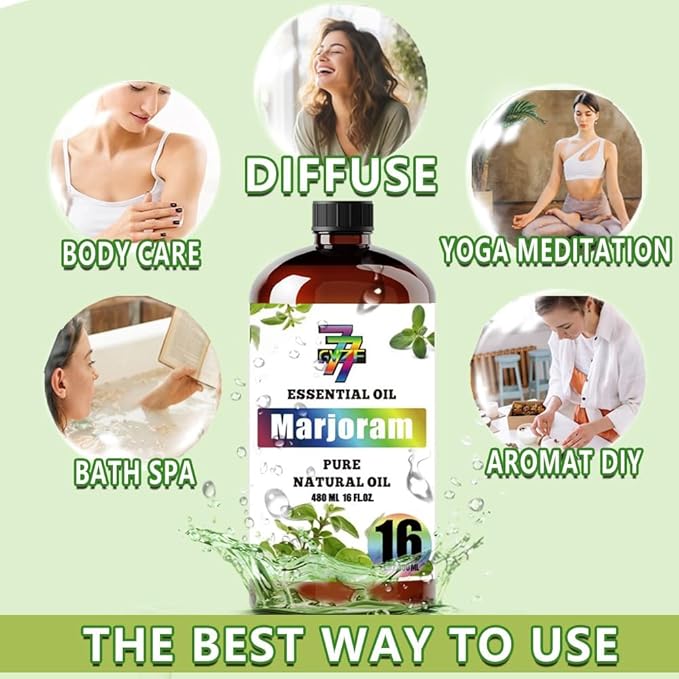 Marjoram Essential Oil (16 oz / 480 ml) – Marjoram Oils for diffusers, humidifiers, Home Baths, Cleaning Products, Yoga, DIY Soaps and DIY Scented Candles - Bloomnest