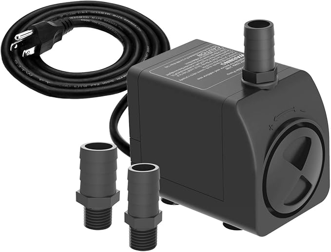 Submersible Pump 300GPH Ultra Quiet with Over Heating Protection 6ft High Lift for Fountains, Hydroponics, Ponds, Aquariums & More… - Bloomnest