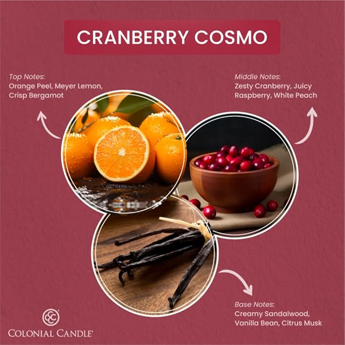 Colonial Candle Cranberry Cosmo Scented Jar Candle, 2 Wick, 3.5 oz, Mottled Wax Candle - Bloomnest