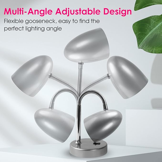 ENERGETIC SMARTER LIGHTING LED Desk Lamp, Flexible Gooseneck with Table lamp, 3.5W 240LM 4000K Cool White Study Lamps for Bedroom and Office, Eye Protection, ETL Listed Silver - Bloomnest