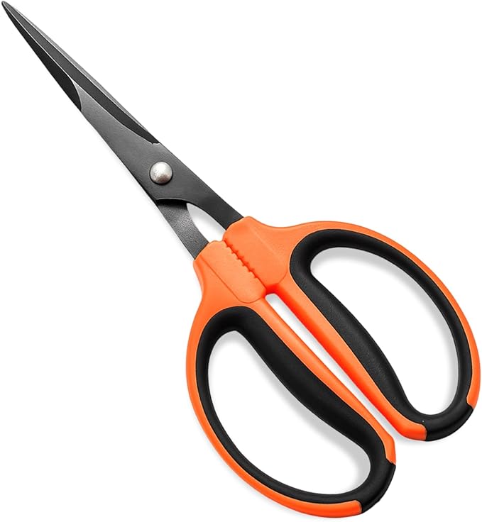 GROWNEER 1 Packs Trimming Scissors Teflon Coated Non Stick Blades Pruning Shears Gardening Hand Pruning Snips with Straight Stainless Steel Precision Blade - Bloomnest