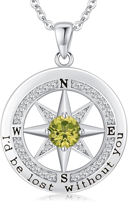 S925 Necklace Gift for Wife |Compass Jewelry |Women Anniversary |Sterling Silver |Girlfriend Birthday Gifts for Her Valentines |I'd be Lost without You |Jewel 18K Gold - Bloomnest