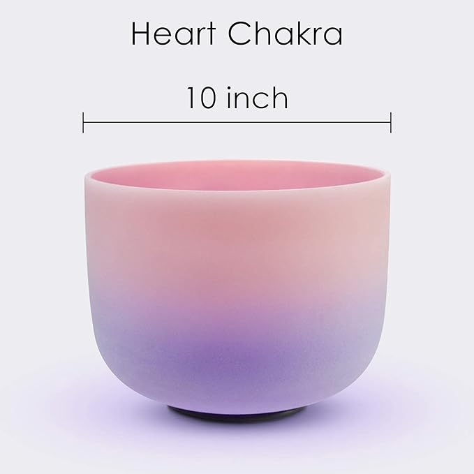 TOPFUND Pink Purple F Note Crystal Singing Bowl 10 inch Heart Chakra with Heavy Duty Carrying Case and Suede Mallet - Bloomnest