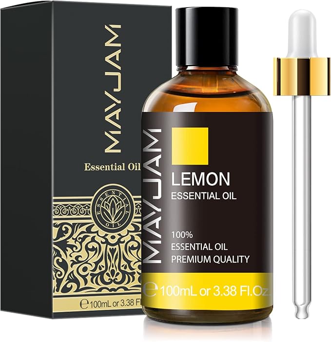 Lemon Essential Oil, MAYJAM Large Volume Pure Essential Oils with Glass Dropper, Lemon Oil Essential Oils for Aromatherapy Diffusers DIY, 100ml - Bloomnest