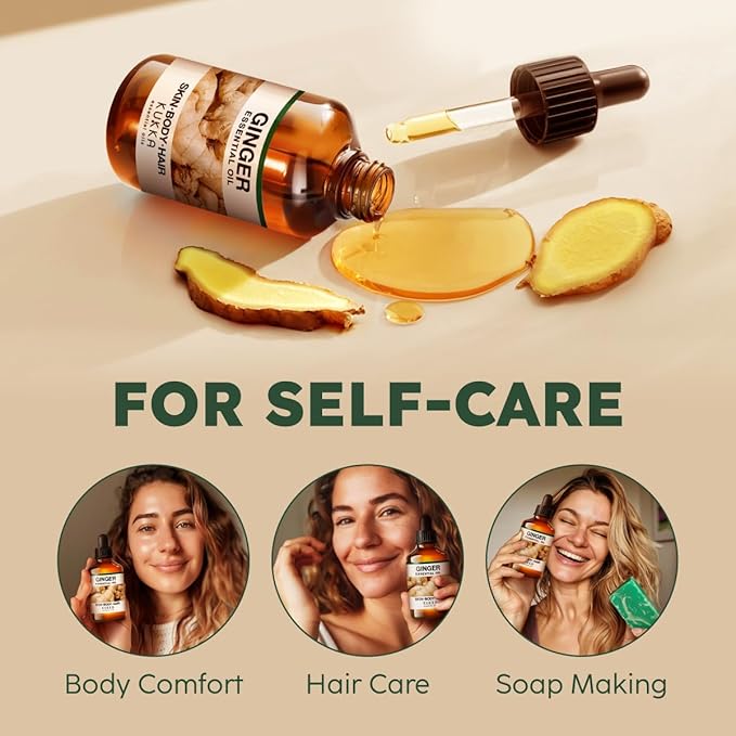 KUKKA Ginger Essential Oils - 4 Fl Oz - for Hair, Skin, Diffuser, Aromatherapy & DIY Soap Making Scent - Bloomnest