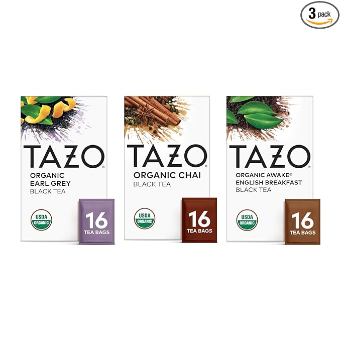 TAZO Tea Bags, Regenerative Organic: Chai Black Tea, Awake English Breakfast Black Tea, & Earl Grey Tea 16 CT (1ea) (Variety Pack) - Bloomnest
