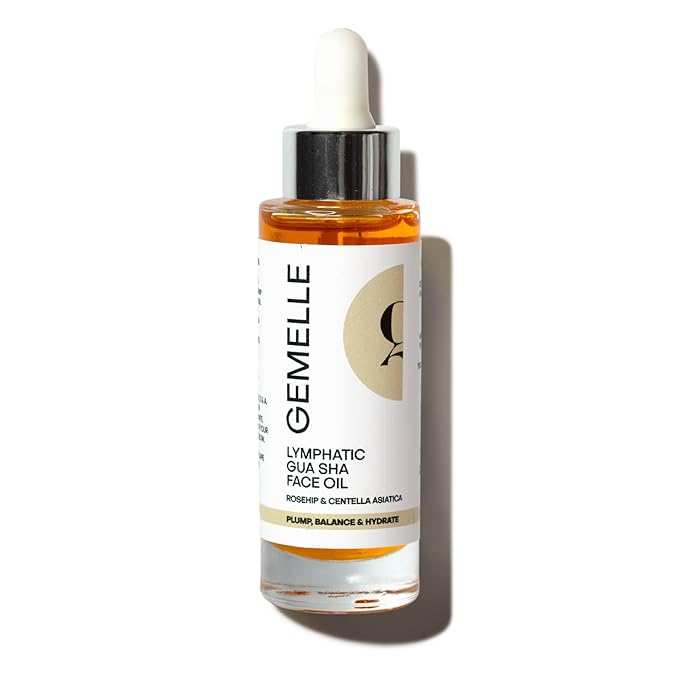 GEMELLE Lymphatic Gua Sha Face Oil | 10x Award Winner | Detox, Plump, Sculpt, Hydrate | Premium Natural Botanical Oil for Gua Sha Facial Tools, Lymphatic Drainage Massager, Jade Gua Sha Stone - 30ml - Bloomnest