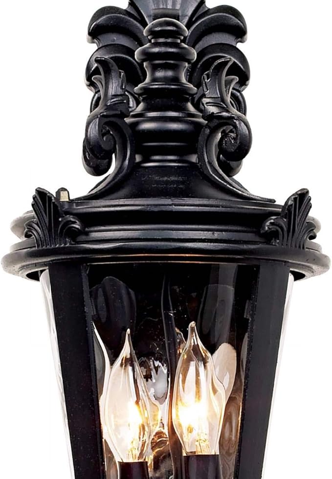 John Timberland Casa Marseille European Outdoor Wall Light Fixture Textured Black French 21 3/4" Clear Hammered Glass for Exterior House Porch Patio Outside Deck Garage Front Door Garden Home - Bloomnest