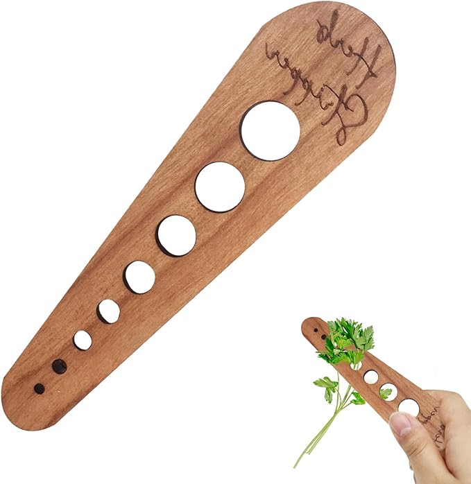 Pottery Herb Stripper Ceramic Herb Stripper Herb Stripping Tool Vegetable Leaf Remover 8 Different Apertures Suitable for Herbs Chef Gifts Cooking Housewives (Wooden) (Caramel)