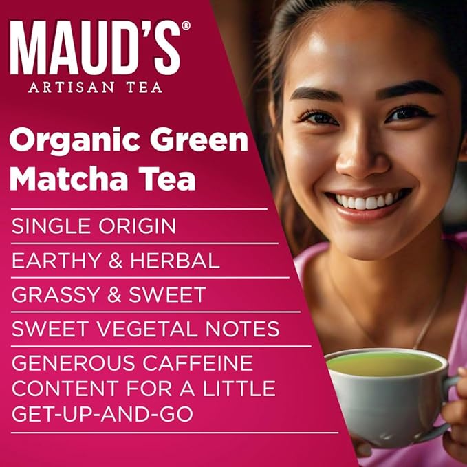Maud's Organic Matcha Green Tea Pods, 48 ct, Recyclable Single Serve Tea Pods – 100% Gourmet Blended Tea Leaves, Compatible with Keurig K Cups Maker - Bloomnest