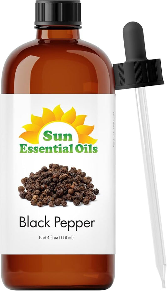 Sun Essential Oils - Black Pepper 4oz Bottle for Diffuser, Humidifier, Aromatherapy, Self and Home Care - Black Pepper Oil - Aromatherapy Oil - Bloomnest