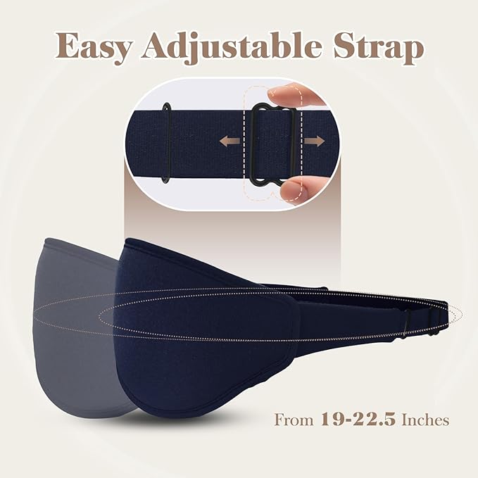 3D Cooling Eye Mask Sleep Mask for Men & Women, 100% Pressure-Free & Light Block-Out Eye Mask for Sleep with Easy Adjustable Strap, Night Eye Cover for Travel, Blue - Bloomnest