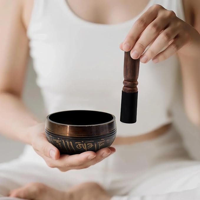 3.15 inch Tibetan Singing Bowl Set, Authentic Handmade Meditation Bowl Stress Relief Yoga Set with Striker & Cushion for Sound Therapy, Chakra Healing, Spiritual Gatherings - Bloomnest