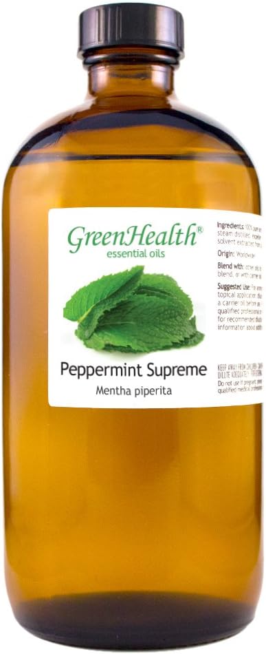 Peppermint Essential Oil (Mentha Piperita) – 16 fl oz (473 ml) Amber Glass Bottle – 100% Pure & Natural Therapeutic Grade Essential Oil by GreenHealth - Bloomnest