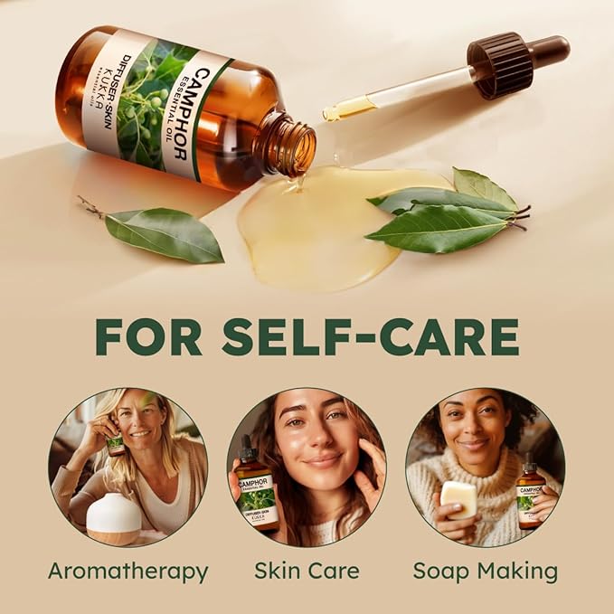 KUKKA Camphor Essential Oils - 4 Fl Oz - for Hair, Skin, Diffuser, Aromatherapy & DIY Soap Making Scent - Bloomnest