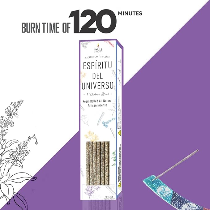 SOUL STICKS Handcrafted 10pcs Resin Artisan Incense Sticks Non-Toxic & Long Lasting Aromatic Sticks for Yoga Meditation Relaxation Aromatherapy Cleansing & Purification (7 Chakra Blend) SoulSticks