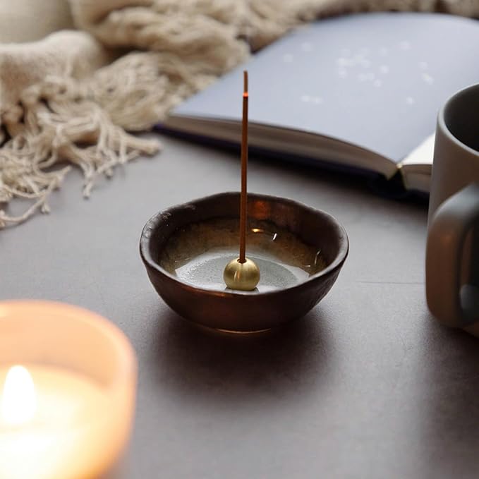 Asayu Japan Brass Incense Holder - Small Drop-Shaped Incense Stand for Ash Catcher or Tray - Bloomnest