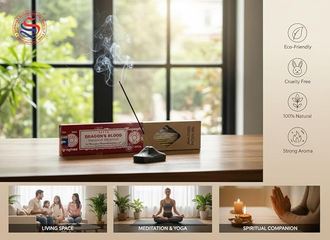 Satya Smudge Incense Stick – Hand-Rolled Indian Masala Incense for Meditation, Yoga & Spiritual Cleansing Pack of 6 (Smudge Dragon Blood) SoulSticks