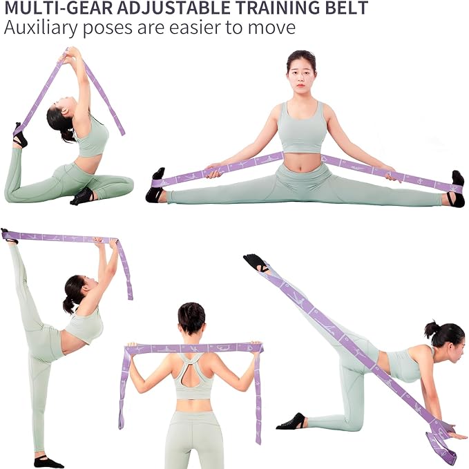 Multi-Functional Slimming Resistance Bands Yoga Straps Elastic Stretching Band 10/12 Loops for Pilates, Latin Training, Dance, Gymnastics, Fitness, Ballet and Physical Therapy - Bloomnest