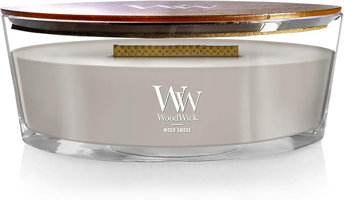 WoodWick Wood Smoke Holiday Candle Gifts for Women and Men, 16 oz Ellipse Candle with Crackling Wick - Bloomnest