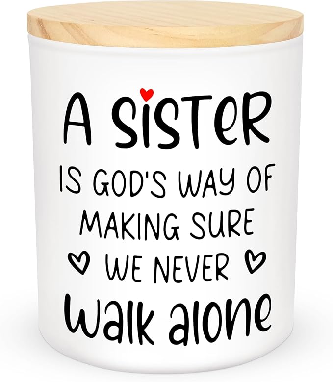TEEZWONDER Sister Gifts for Women - Never Walk Alone Long Lasting Vanilla Lavender Candle 10 oz - Christian Birthday Gifts for Sisters from Sister, Candle for Women