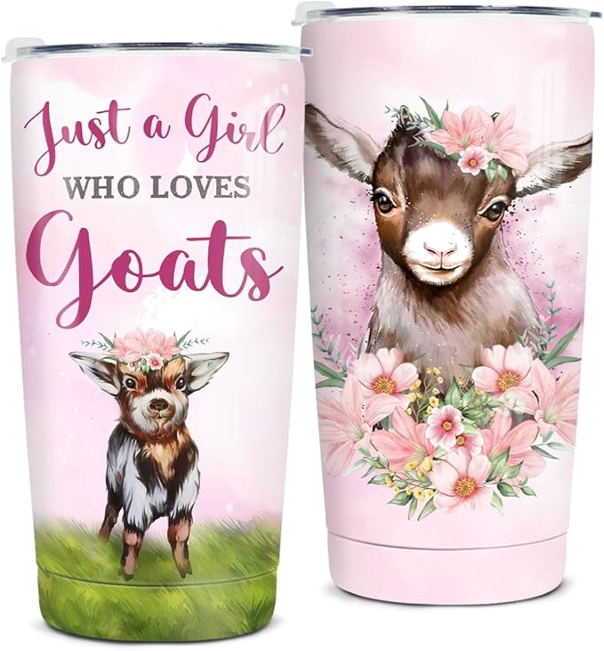 winorax Goat Tumbler 20oz Just A Girl Who Loves Goats Tumblers Stainless Steel Insulated Coffee Cup with Lid Gift For Women Girls Birthday Christmas Presents Stuff - Bloomnest