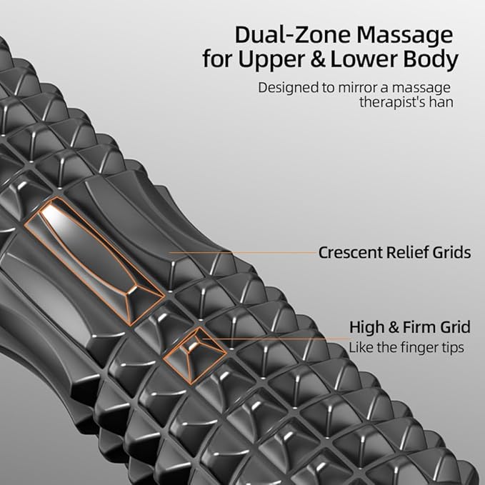 RUNWE Foam Roller with Stand - Bracket Foam Roller for Back Pain, 21 inch Trigger Point Deep Tissue Massage Roller, Medium Density Grid Bracket Foam Rollers, Leg Roller for Muscles Deep Tissue - Bloomnest