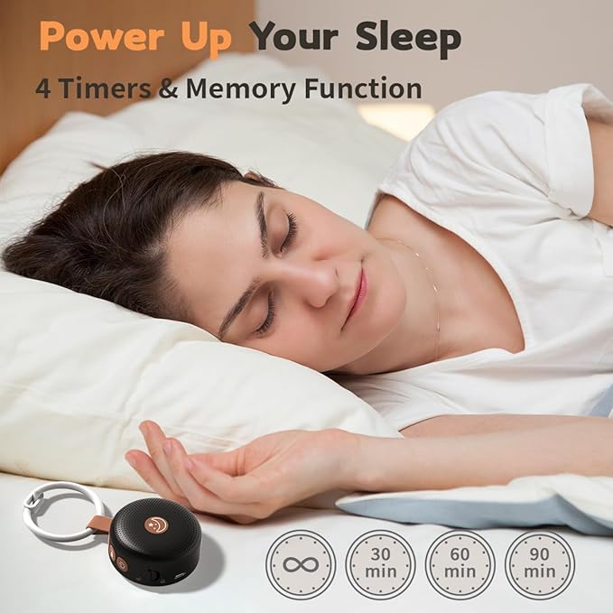 Mini Sound Machine Portable Baby White Noise Machine Brown Noise Machine 30 Soothing Sounds for Kids Adults Auto-Off Timer 32 Volume Levels Battery Sleep Machine for Home Office Privacy (Black) - Bloomnest