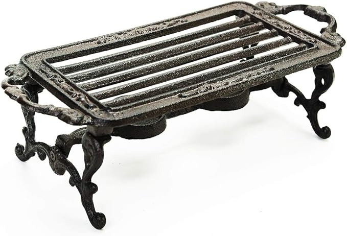 Sungmor Heavy Duty Cast Iron Teapot Dish Warmer Stable Holder for Tealight Stand | Tealight Warmer Decorative Stove for Villa Yard Balcony-Rectangle - Bloomnest