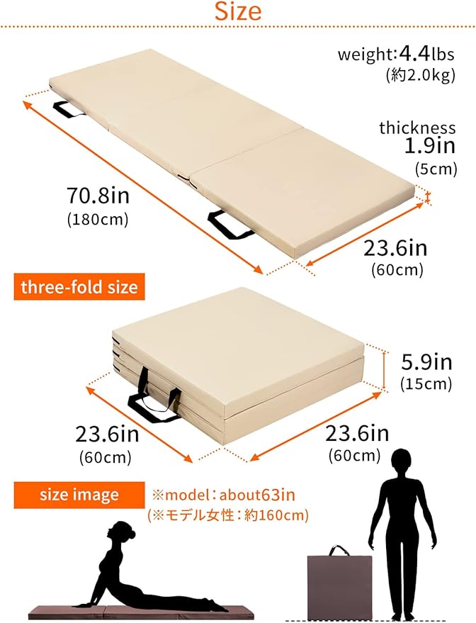 Gymnastics Mat Folding Stretch Mats 71"x24"x2" Exercise Muscle Training Children Play Horizontal Bar Mat Yoga Sports Soundproof Home Use - Bloomnest