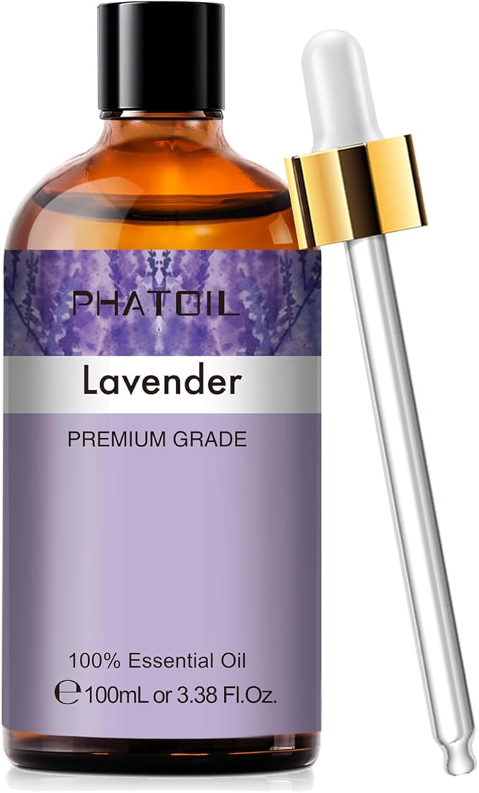 Lavender 3.38fl.oz Essential Oil, PHATOIL Aromatherapy Essential Oils for Diffuser, Humidifier, Perfect for DIY Soap, Candle, Bath Bombs Making(100ml) PHATOIL