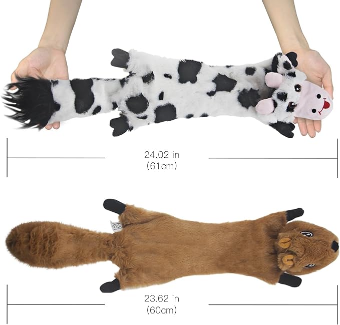 SHARLOVY Dog Squeaky Toys 5 Pack, Pet Crinkle Toy No Stuffing Animals Plush, Dog Chew for Large and Medium, Small Puppy Teething for Boredom - Bloomnest
