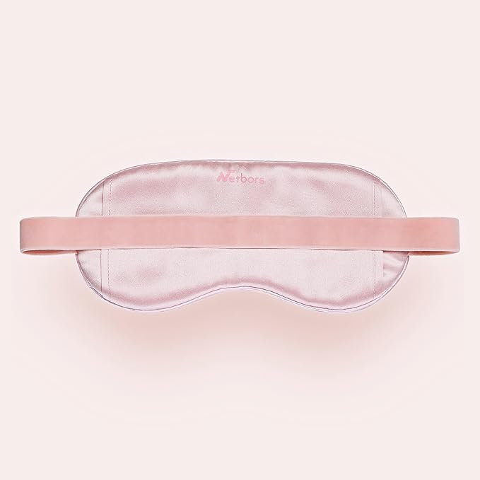 22mm Mulberry Silk Beauty Sleep Mask with Velvet Band & Travel Pouch, Light Blocking, Hair & Skin Friendly,Pink Gift Packaging - Bloomnest