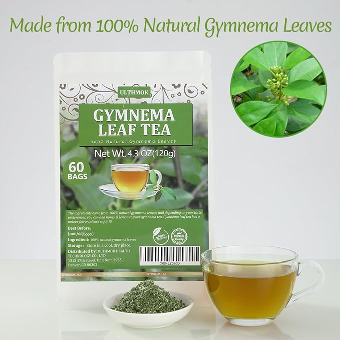 Premium 60 Gymnema Leaf Tea Bags, Made with 100% Natural Gymnema Leaves, for Diabetics, No Additives & Caffeine Free & Sugar Free. - Bloomnest