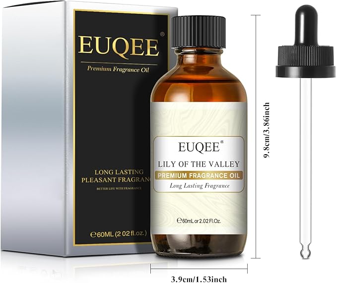 EUQEE 60ML Lily of The Valley Fragrance Oil Premium Essential Oil with Glass Dropper for Diffuser, Soap Candle Making - 2.02 Fl oz - Bloomnest