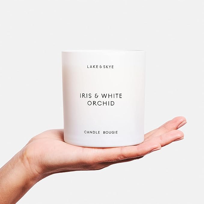 Lake & Skye Iris & White Orchid Candle (8 oz) 50 Hours of Burn Time, 100% Soy Wax, Vegan - Bloomnest