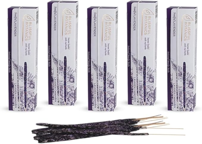 Tulasi Lavender Incense Sticks for Calming (48 Scent Sticks) | with Real Herbs | Long-Lasting 55-Minute Burn | Natural Essential Oils | Perfect for Meditation, Relaxation & Improves Sleep Tulasi
